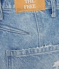 Free People We The Free Good Luck Mid Rise Destruction Wide Leg Barrel Jeans