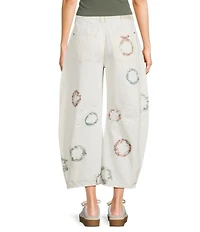 Free People We The Free Good Luck Printed Mid-Rise Barrel Jeans