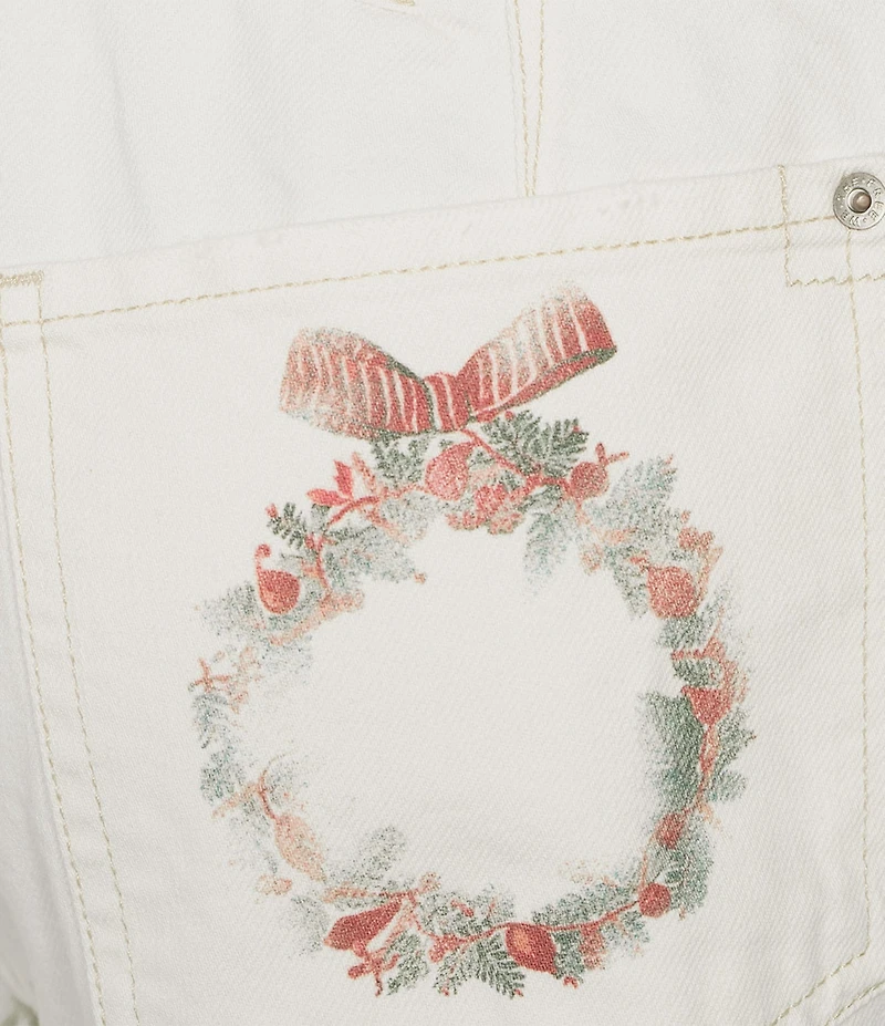 Free People We The Free Good Luck Printed Mid-Rise Barrel Jeans