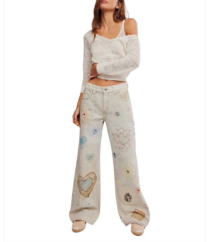 Free People We The Free Illusion Printed Straight Leg Jeans