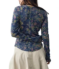 Free People We The Free Jamie Floral Print V-Neck Long Sleeve Henley Top