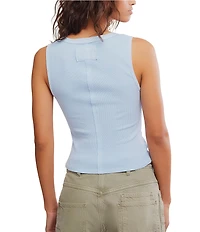 Free People We The Free Jamie Ribbed Henley Neck Sleeveless Tank