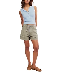 Free People We The Free Jamie Ribbed Henley Neck Sleeveless Tank