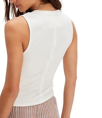 Free People We The Free Jamie Ribbed Henley Neck Sleeveless Tank