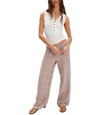 Free People We The Free Jamie Ribbed Henley Neck Sleeveless Tank