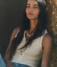 Free People We The Free Jamie Ribbed Henley Neck Sleeveless Tank