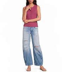 Free People We The Free Jamie Ribbed Henley Neck Sleeveless Tank