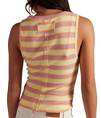 Free People We The Free Jamie Striped Henley Neck Sleeveless Ribbed Tank Top