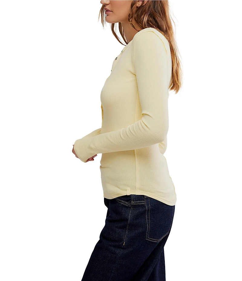 Free People We The Free Jamie V-Neck Long Sleeve Henley Top