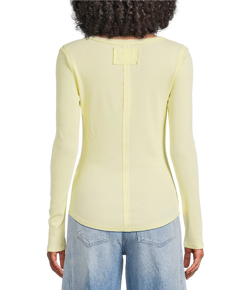 Free People We The Free Jamie V-Neck Long Sleeve Henley Top