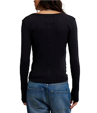 Free People We The Free Jamie V-Neck Long Sleeve Henley Top