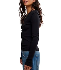 Free People We The Free Jamie V-Neck Long Sleeve Henley Top