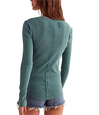 Free People We The Free Jamie V-Neck Long Sleeve Henley Top
