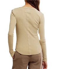 Free People We The Free Jamie V-Neck Long Sleeve Henley Top