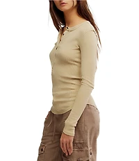 Free People We The Free Jamie V-Neck Long Sleeve Henley Top