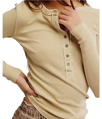Free People We The Free Jamie V-Neck Long Sleeve Henley Top
