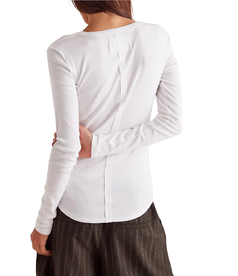 Free People We The Free Jamie V-Neck Long Sleeve Henley Top