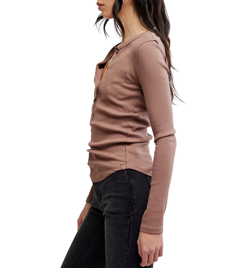 Free People We The Free Jamie V-Neck Long Sleeve Henley Top