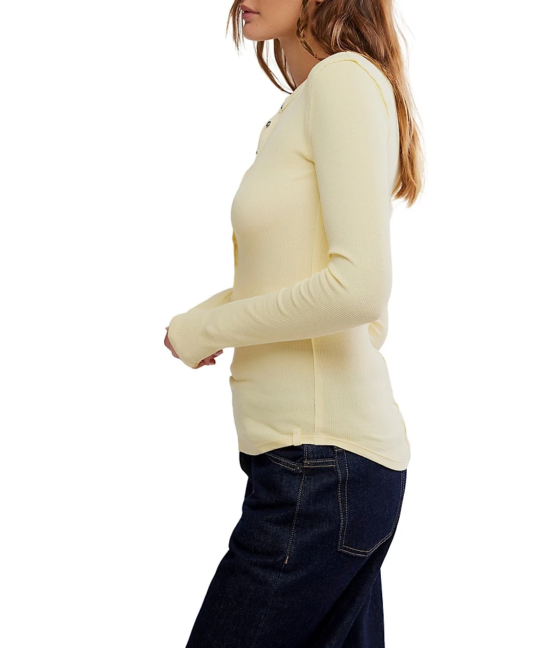 Free People We The Free Jamie V-Neck Long Sleeve Henley Top