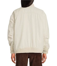 Free People We The Free Jax Washed Banded Collar Long Sleeve Bomber Jacket