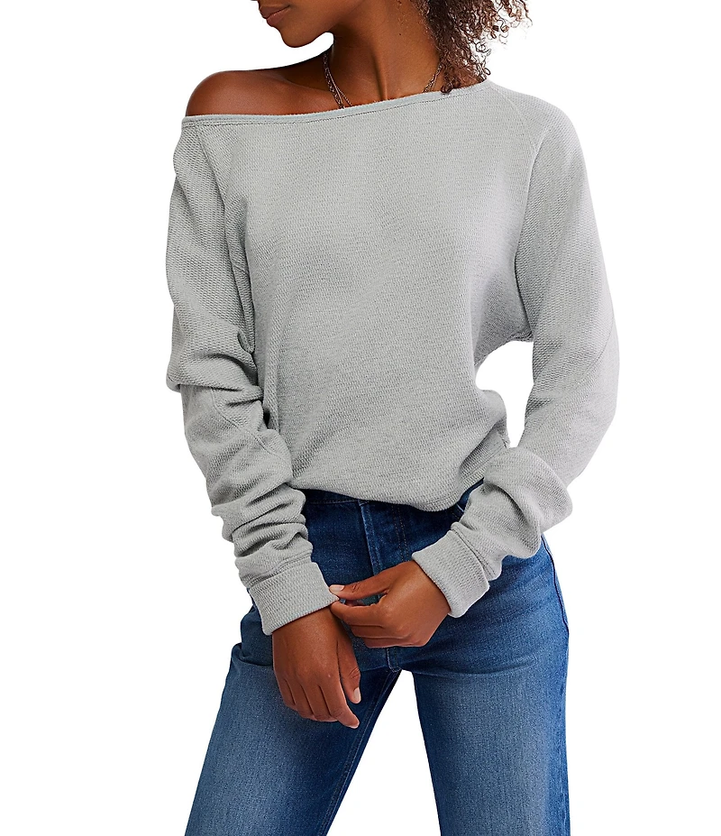 Free People We The Free Jess Boat Neck Long Sleeve Thermal Knit Top