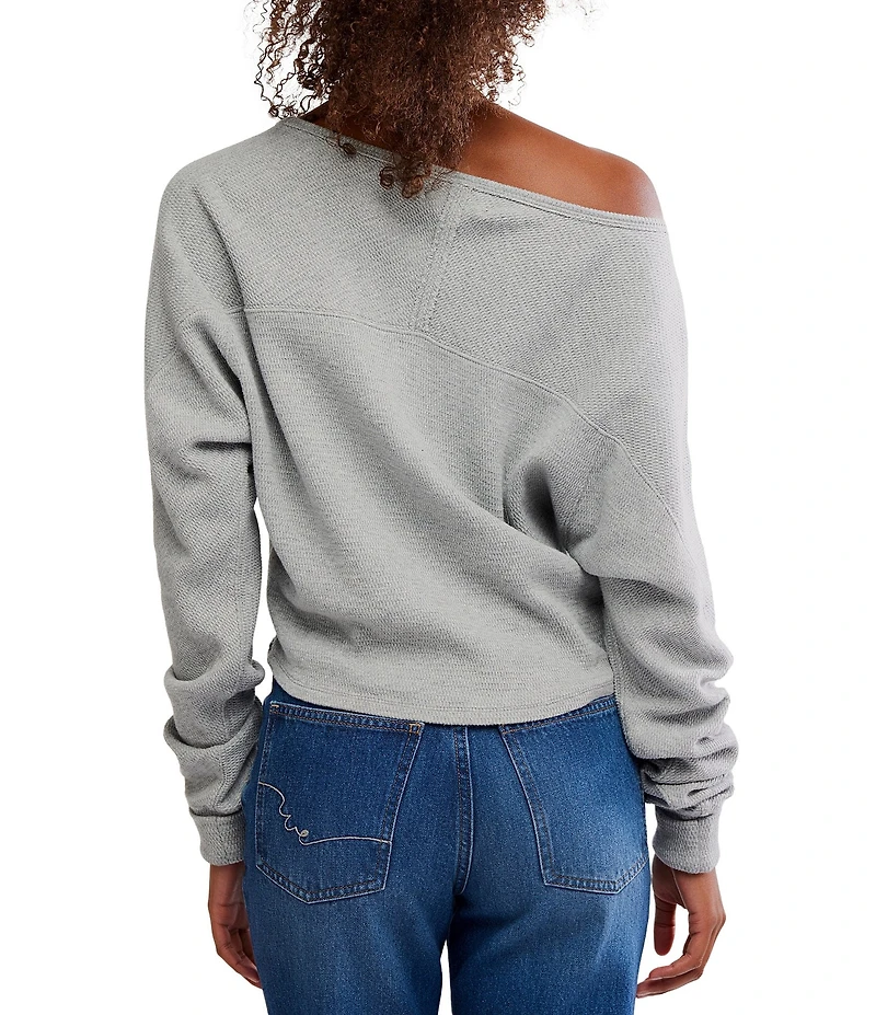 Free People We The Free Jess Boat Neck Long Sleeve Thermal Knit Top