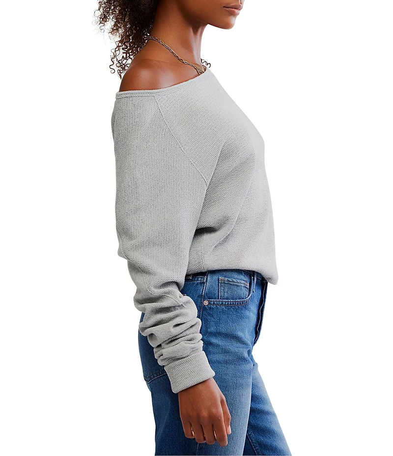 Free People We The Free Jess Boat Neck Long Sleeve Thermal Knit Top