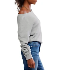 Free People We The Free Jess Boat Neck Long Sleeve Thermal Knit Top