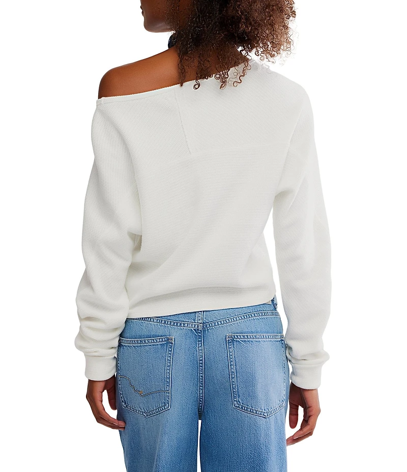 Free People We The Free Jess Boat Neck Long Sleeve Thermal Knit Top