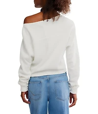 Free People We The Free Jess Boat Neck Long Sleeve Thermal Knit Top