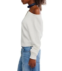 Free People We The Free Jess Boat Neck Long Sleeve Thermal Knit Top