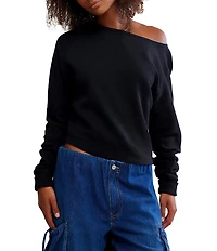 Free People We The Free Jess Boat Neck Long Sleeve Thermal Knit Top