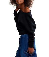 Free People We The Free Jess Boat Neck Long Sleeve Thermal Knit Top