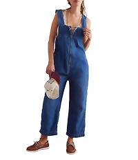 Free People We The Free Jude Square Neck Sleeveless Denim Jumpsuit