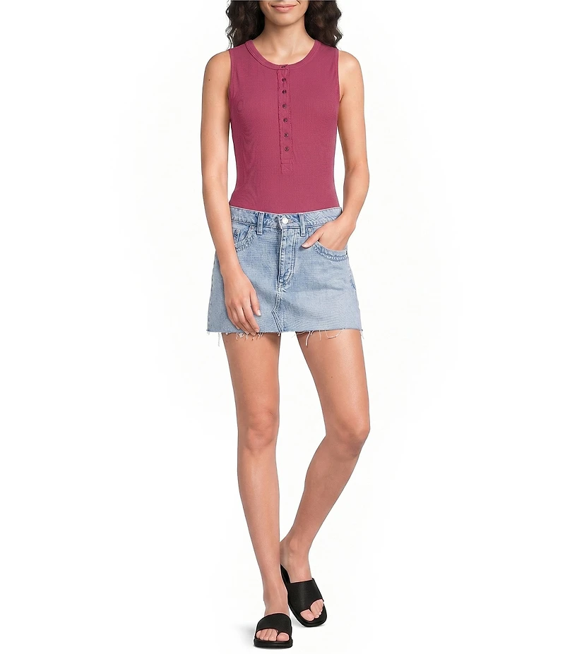 Free People We The Free Lainey Low-Rise Denim Mini Skirt