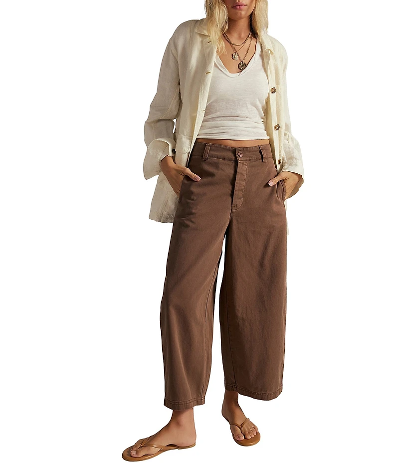 Free People We The Free Laydown Chino High-Rise Wide-Barrel Leg Pants