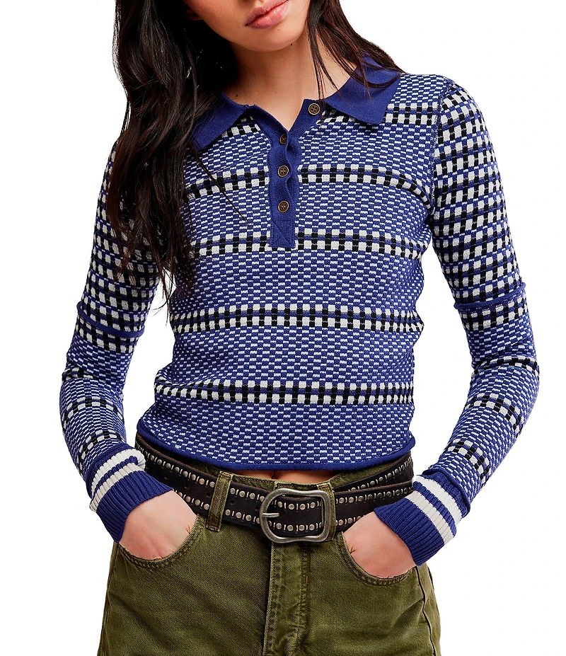 Free People We The Free Level Up Swift Collared Long Sleeve Top