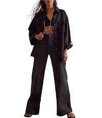 Free People We The Free Libre Wide Leg Stretch Denim Jeans