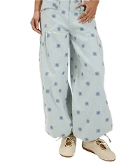 Free People We The Free Lotus Railroad Stripe Embroidered Mid-Rise Balloon Leg Denim Jeans
