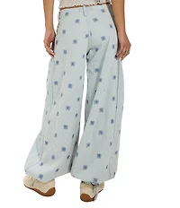 Free People We The Free Lotus Railroad Stripe Embroidered Mid-Rise Balloon Leg Denim Jeans
