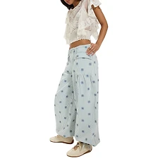 Free People We The Free Lotus Railroad Stripe Embroidered Mid-Rise Balloon Leg Denim Jeans