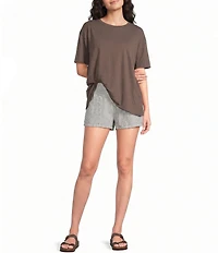 Free People We The Free Luna Railroad Stripe Low-Rise Pull-On Denim Shorts