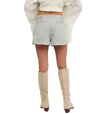 Free People We The Free Luna Railroad Stripe Low-Rise Pull-On Denim Shorts