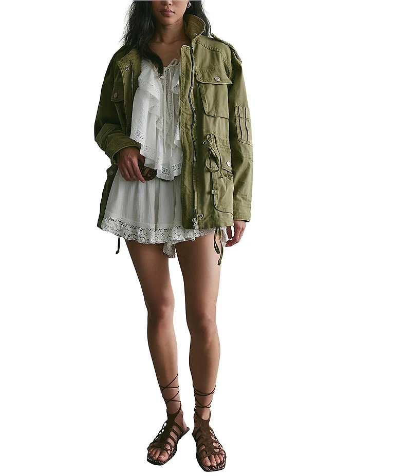 Free People We The Free Marlo Funnel-Neck Long Sleeve Surplus Jacket