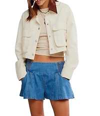 Free People We The Free Marth Workwear Collared Utility Long Sleeve Cropped Jacket