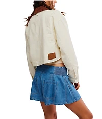 Free People We The Free Marth Workwear Collared Utility Long Sleeve Cropped Jacket