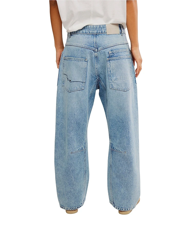 Free People We The Free Minimalist Moxie Low-Rise Barrel-Leg Denim Jeans