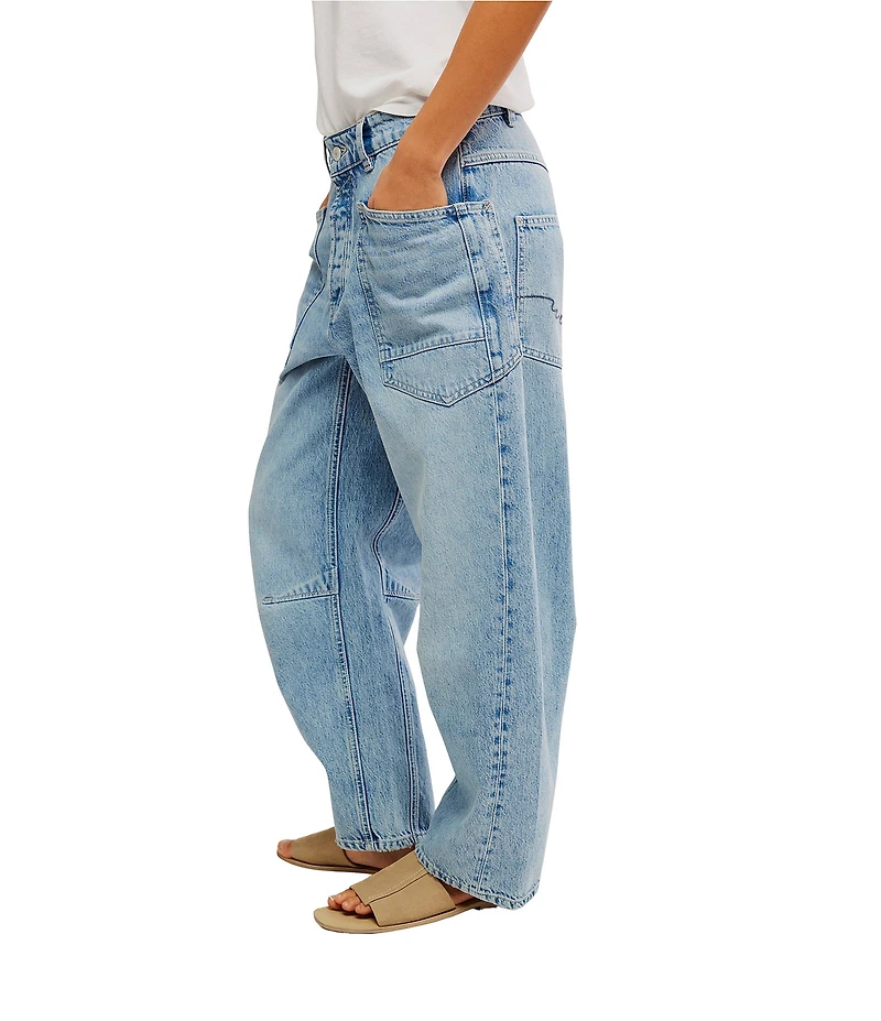 Free People We The Free Minimalist Moxie Low-Rise Barrel-Leg Denim Jeans