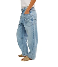 Free People We The Free Minimalist Moxie Low-Rise Barrel-Leg Denim Jeans