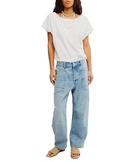 Free People We The Free Minimalist Moxie Low-Rise Barrel-Leg Denim Jeans